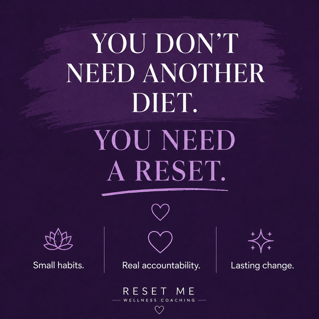 RESET ME: You don't need another diet. You need a reset.